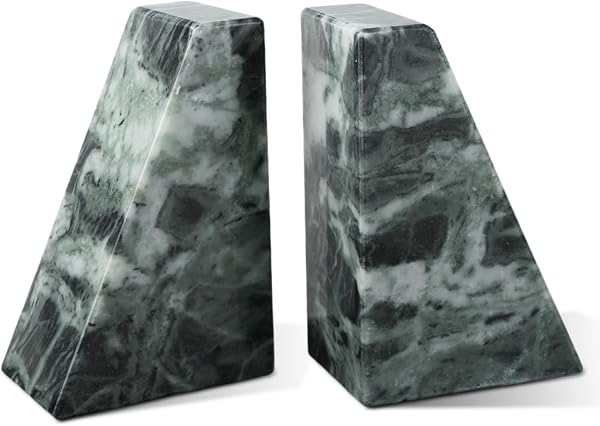Suporte de Livros Bookends Arquitetónico em Mármore Travertino / Ferro Fundido Pesado (Par · 2,5 kg)