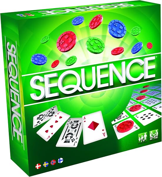 Jogo de Tabuleiro Sequence Classic (Tabuleiro Dobrável + Cartas e Fichas de Poker para Equipas)