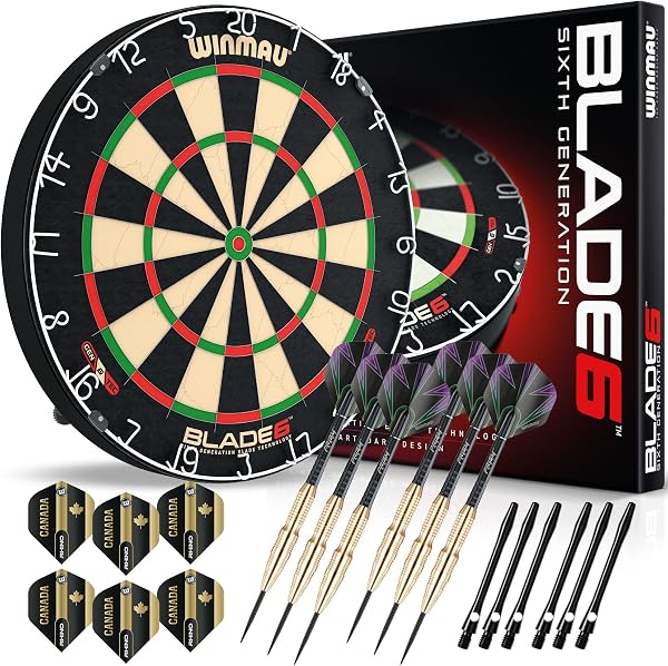 Alvo de Setas Profissional em Sisal Africano Auto-Regenerativo Winmau Blade 6 + 6 Dardos em Aço