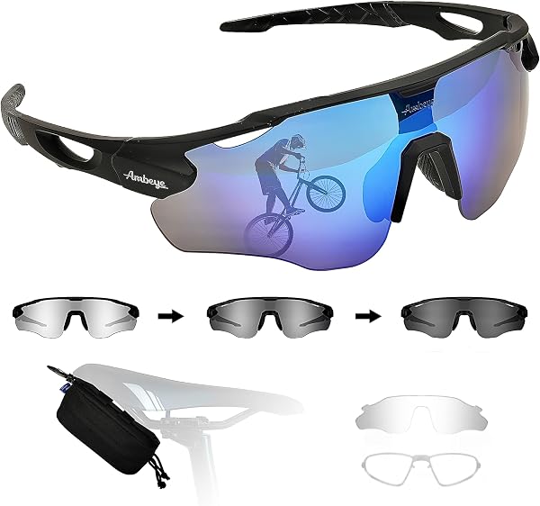 Óculos de Desporto Fotocromáticos Polarizados UV400 para Ciclismo, Corrida e Padel (Lente Adaptativa)