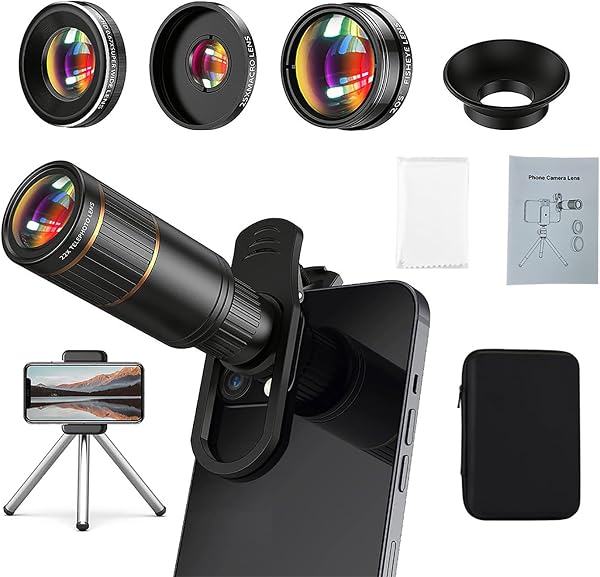 Conjunto de Lentes Óticas Macro 10× e Grande Angular ShiftCam / Moment com Clip em Alumínio p/ Smartphone